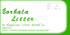 borbala litter business card